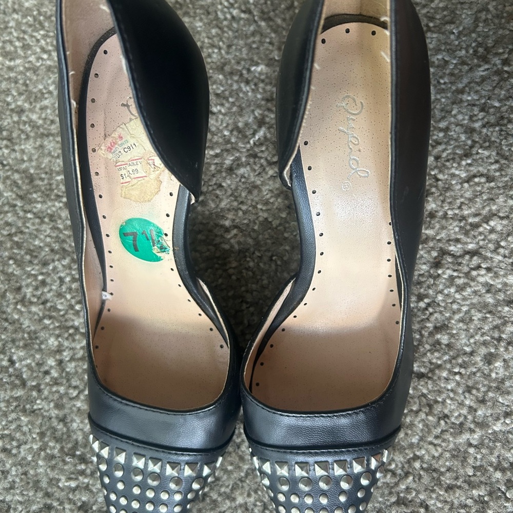 Black and Silver Studded Women's Heels